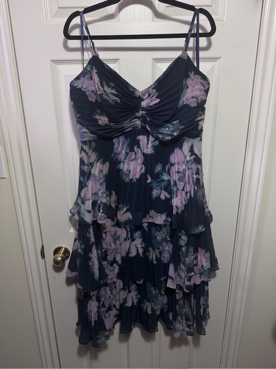 le chateau Dresses & Skirts - le chateau Navy Floral Tiered Midi Dress